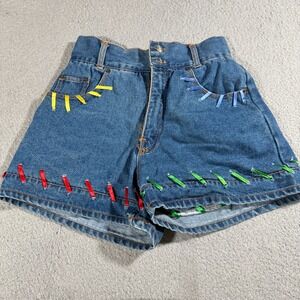 Appeal Shorts Denim Blue Women's Size 13/14 Colorful Womens Button Zipper Pocket